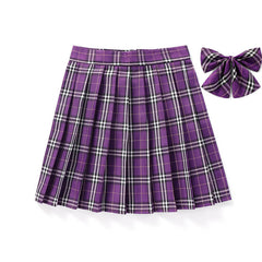 [JK Skirt+Bow] 48cm vintage plaid uniform skirt