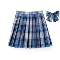 [JK Skirt+Bow] 48cm vintage plaid uniform skirt