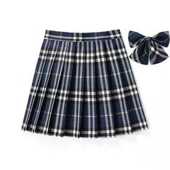[JK Skirt+Bow] 48cm vintage plaid uniform skirt