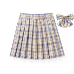 [JK Skirt+Bow] 48cm vintage plaid uniform skirt