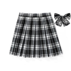 [JK Skirt+Bow] 48cm vintage plaid uniform skirt