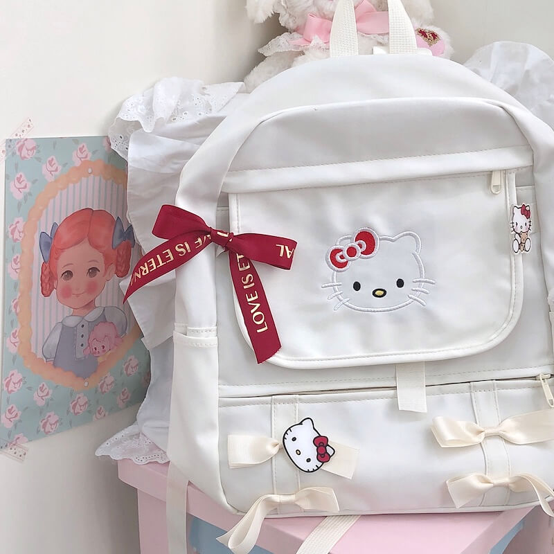 Kawaii cute bow hello kitty backpack bag – Cutiekill