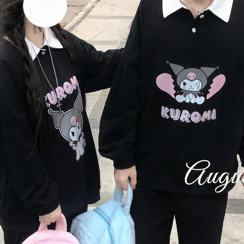 Kawaii kuromi couple polo sweatshirt