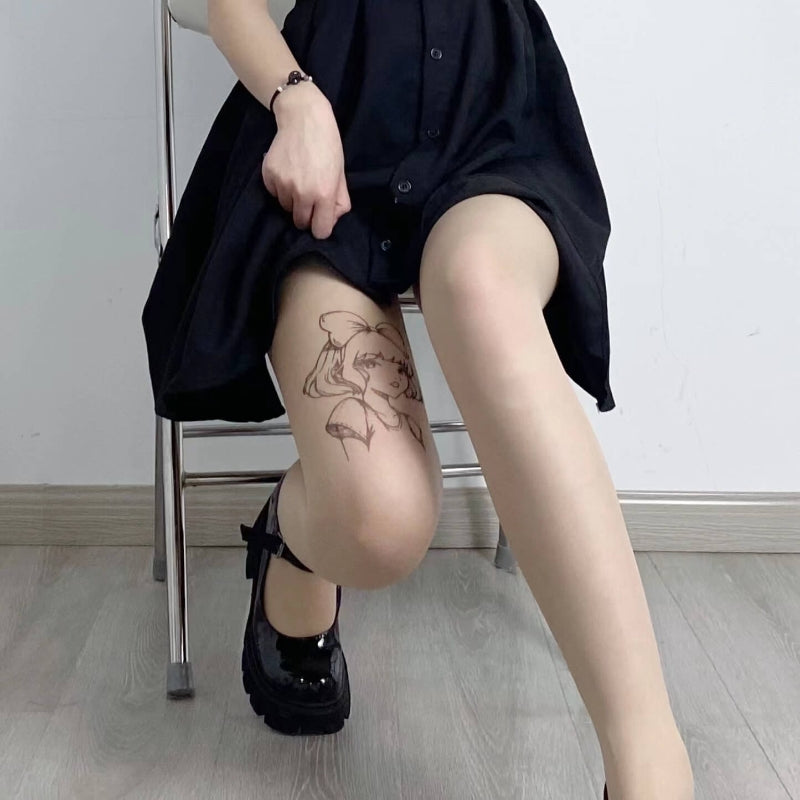 Lolita anime girl tattoo tights