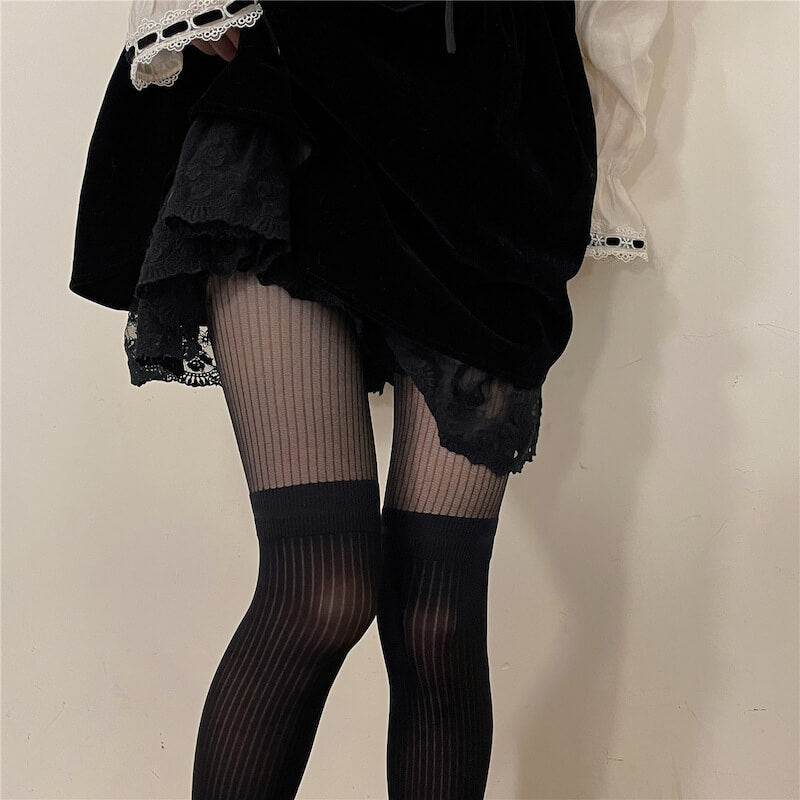 Lolita vintage stockings-effect tights