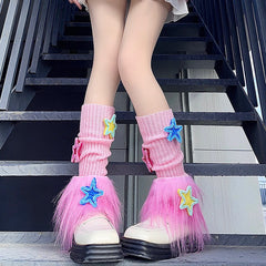    cutiekill-pink-candy-stars-y2k-leg-warmers-c0195