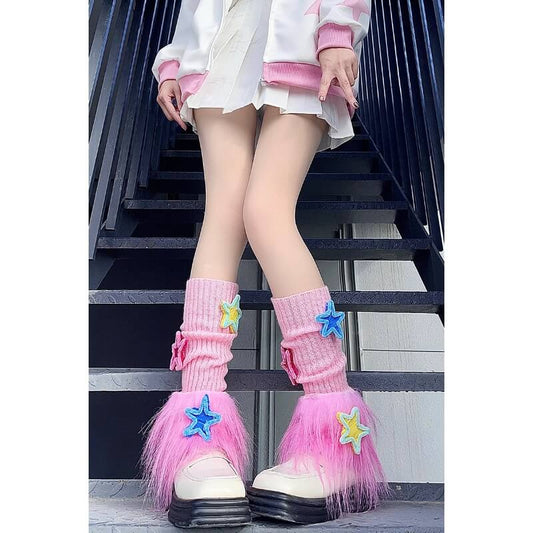    cutiekill-pink-candy-stars-y2k-leg-warmers-c0195