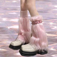  cutiekill-pink-combo-furry-y2k-garter-stars-leg-warmers-c0178