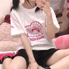 cutiekill-pink-knot-bow-kawaii-lace-doll-melody-t-shirt-m0009