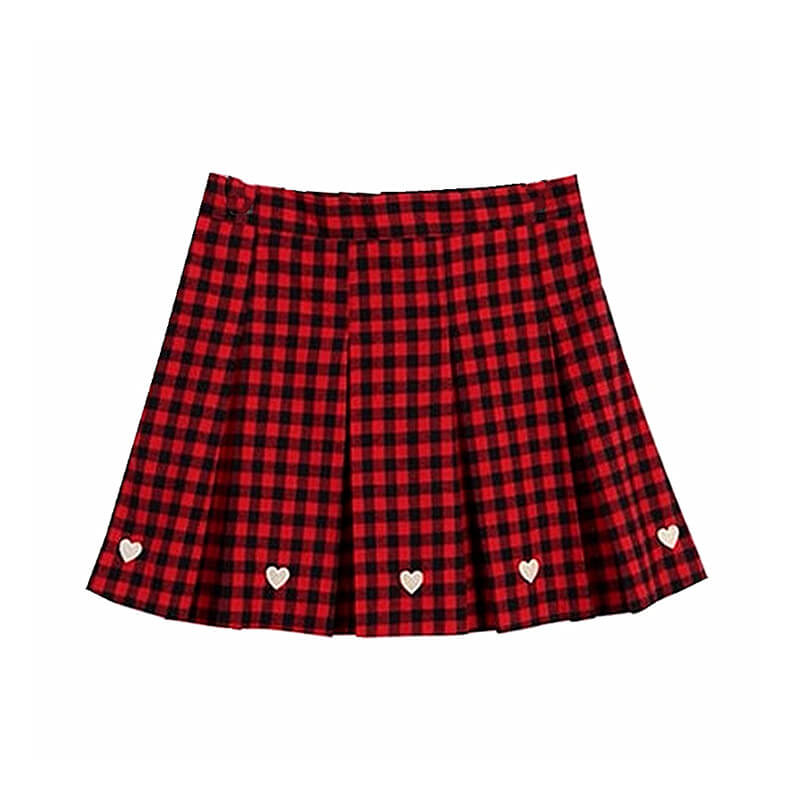 [Plus size] Lovely heart embroidery skirt