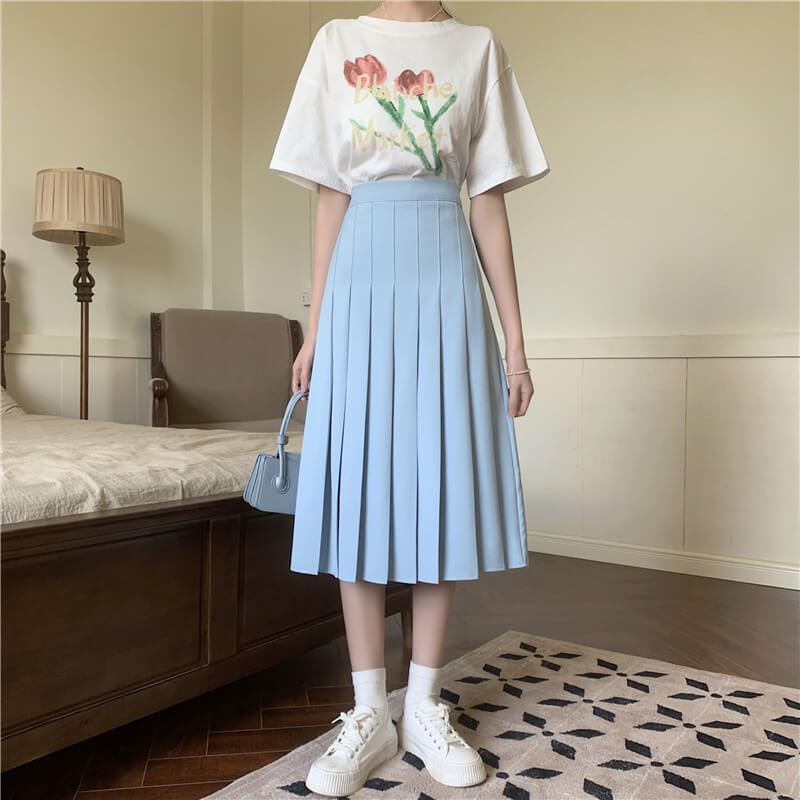 cutiekill-plus-size-summer-sweet-long-pleated-skirt-dm0002