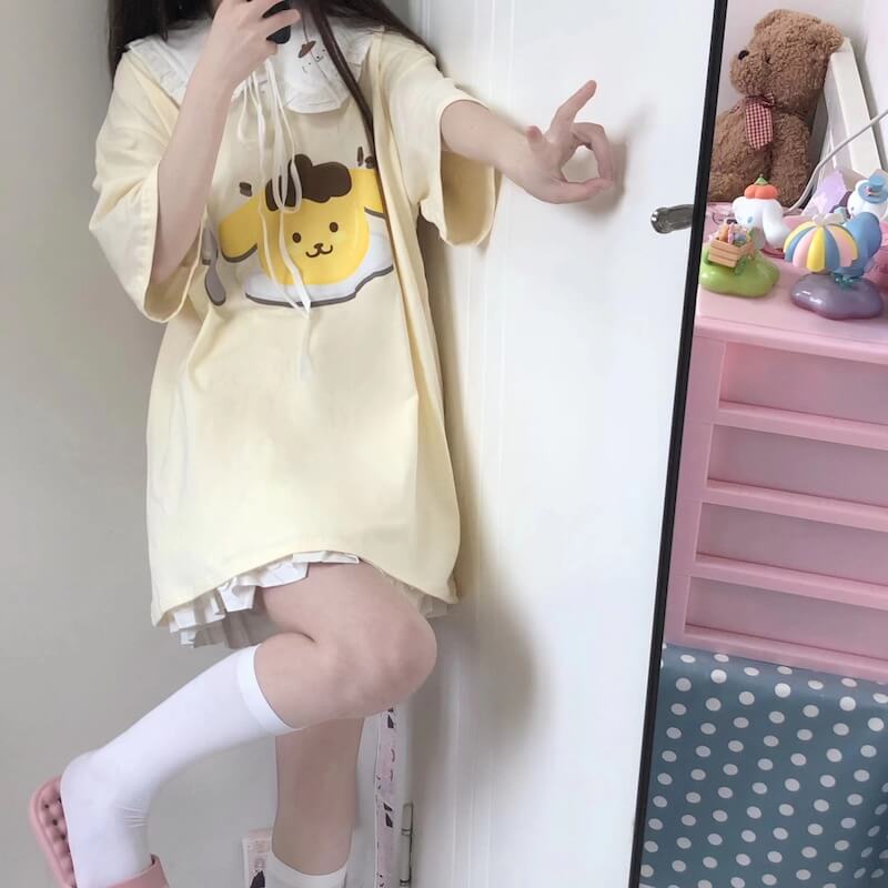 Purin cake t-shirt + removable collar