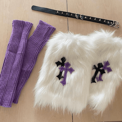 cutiekill-purple-cross-furry-y2k-garter-leg-warmers-c0232