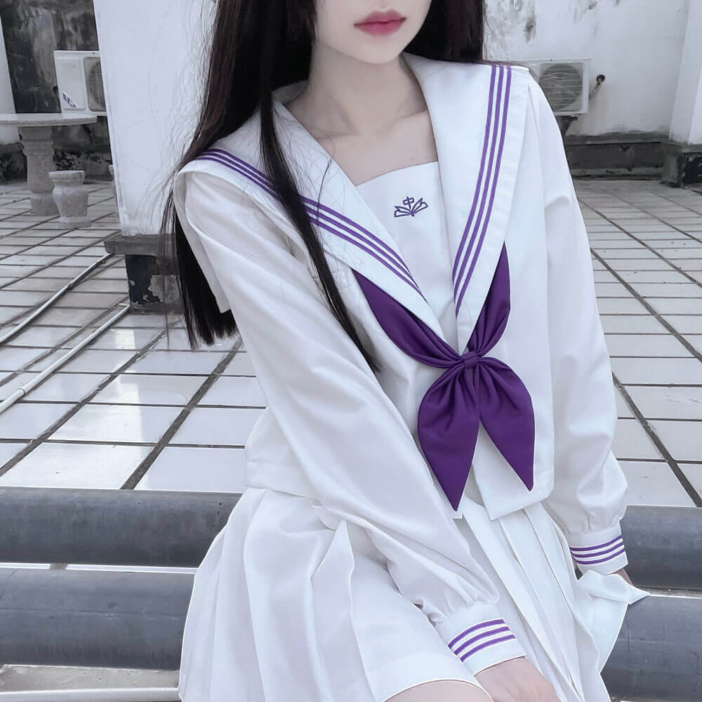 Plus Size Japanese School Uniform Set Striped Shirt And Black
