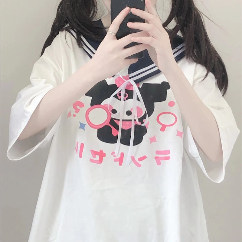    cutiekill-sailor-collar-t-shirt-kawaii-baby-kuromi-summer-top-t-shirt-m0020