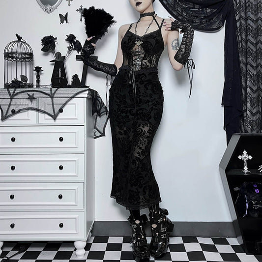 cutiekill-sexy-goth-jacquard-halter-dress-ah0331 1204