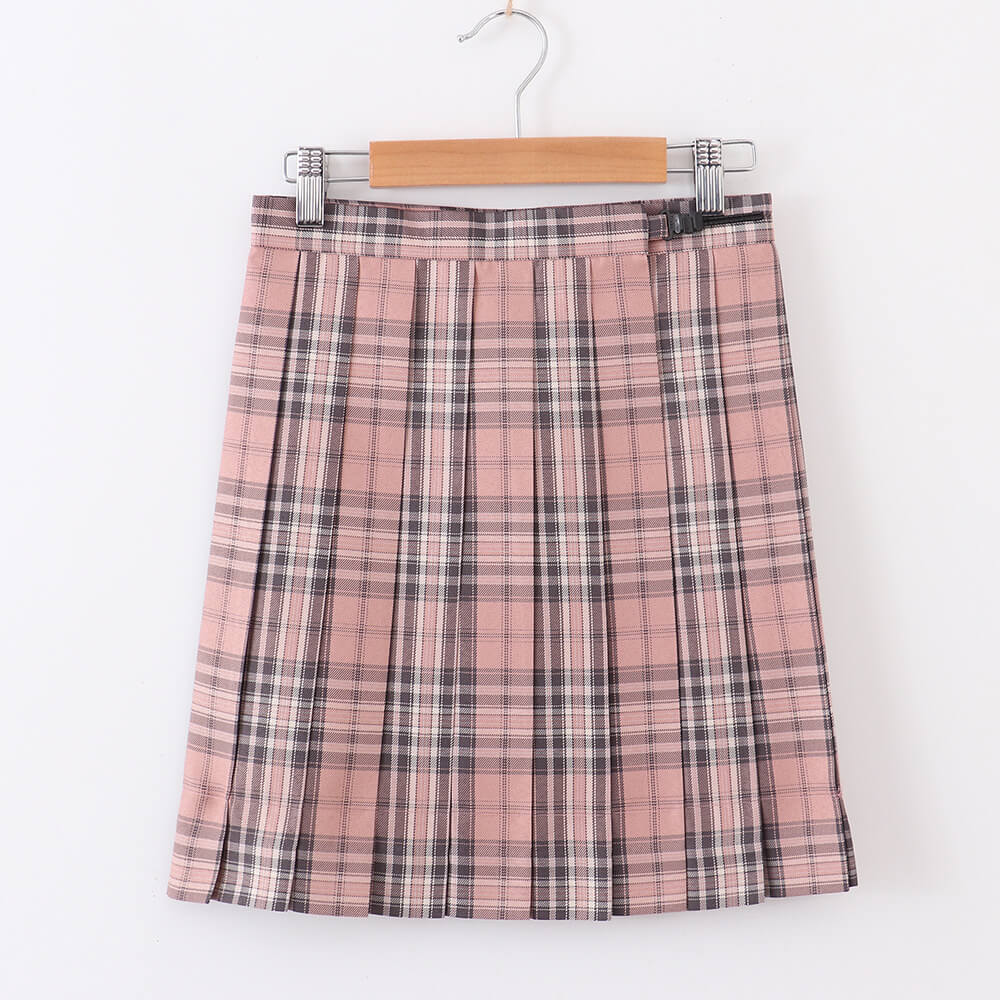    cutiekill-skirt-bow-jk-valentine-pink-plaid-uniform-skirt-c01375