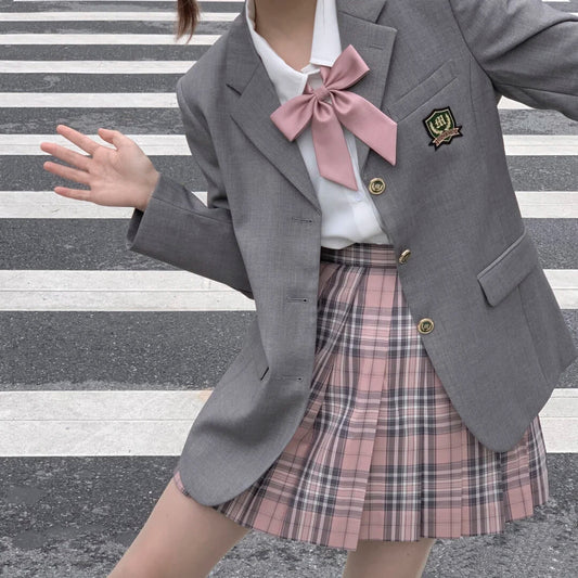    cutiekill-skirt-bow-jk-valentine-pink-plaid-uniform-skirt-c01375