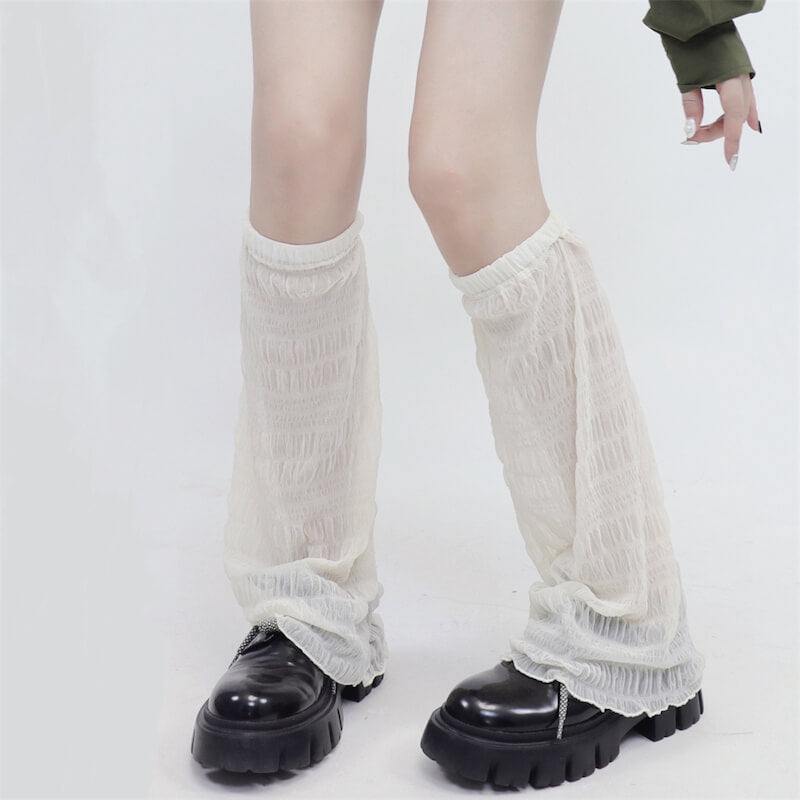 Women's White Leg Warmers Lolita Goth Hand Warmer Fashion Y2k