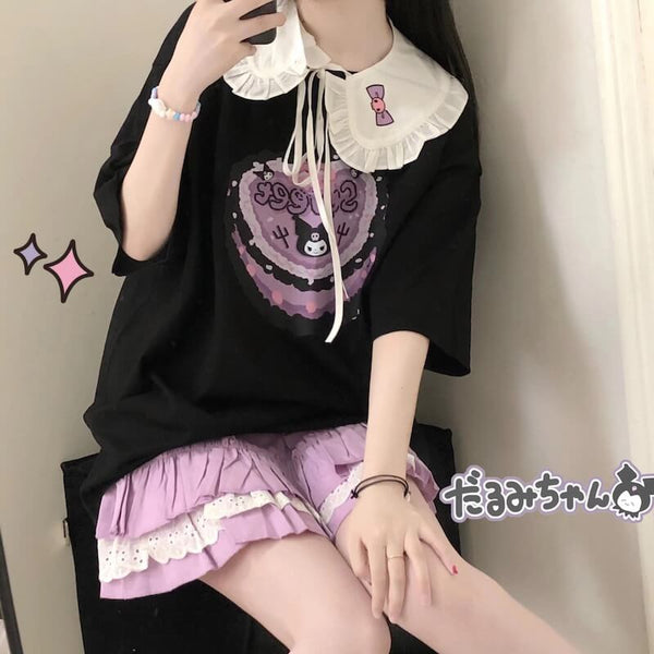 Harajuku Anime Cute Kuromi Girl Short Sleeves T-Shirt