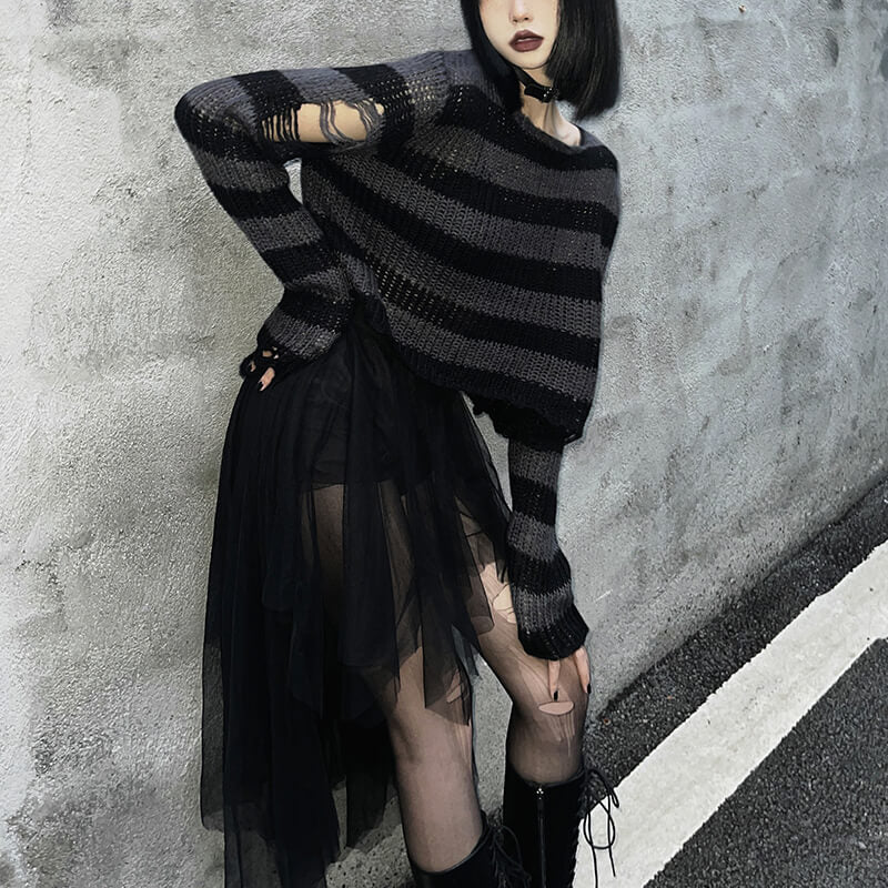 cutiekill-tear-punk-rock-y2k-crop-top-stripes-sweater-ah0067