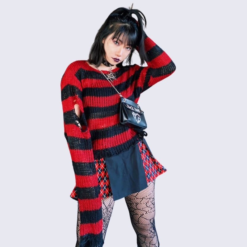 cutiekill-tear-punk-rock-y2k-crop-top-stripes-sweater-ah0067