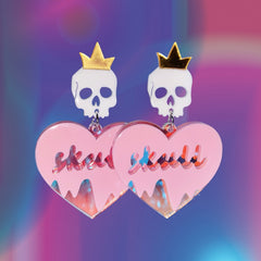 Witch skeleton hearts earrings