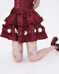Grid butterfly lolita tights